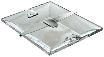 Crystal ashtray with bridge in silver plated - Ercuis